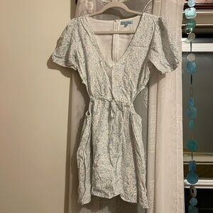 Blue paisley cutout mini dress